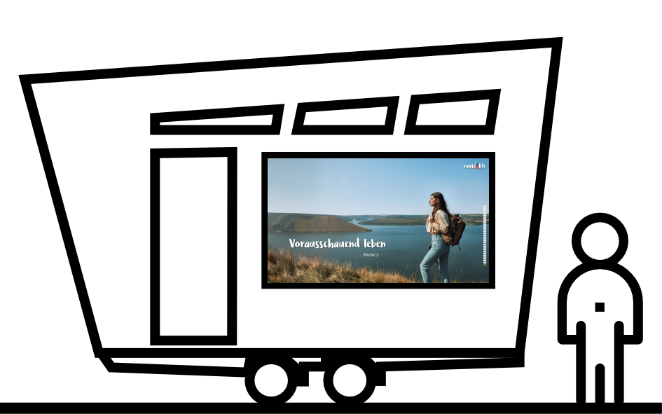 Symbol Powerpoint auf Monitor mit Umriss großer Anhänger