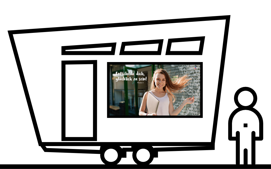 Symbol Powerpoint auf Monitor mit Umriss großer Anhänger