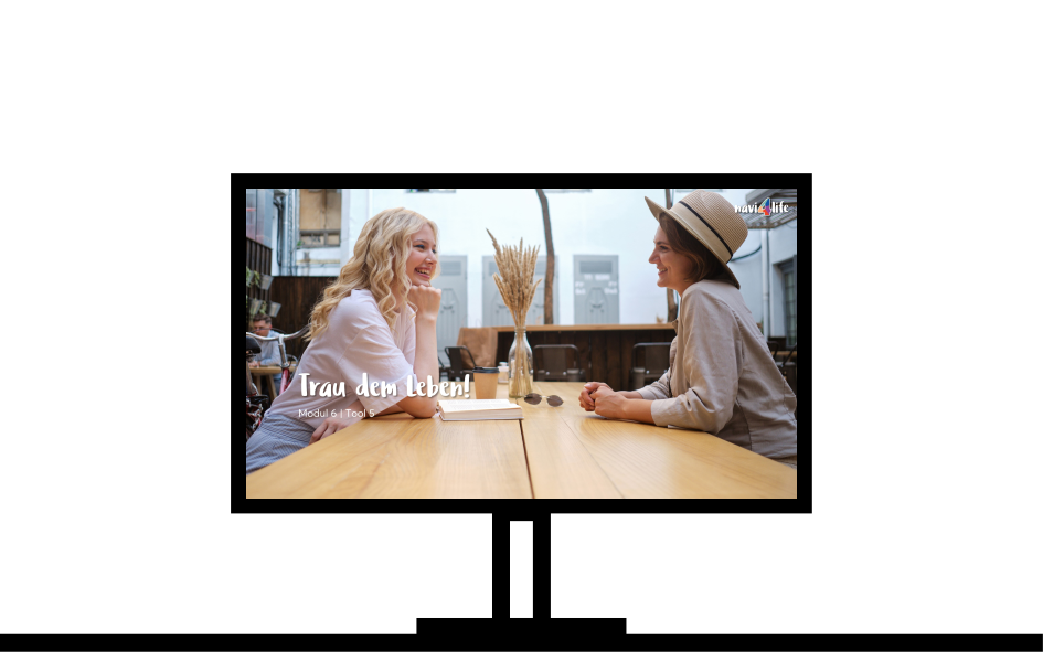 Symbolbild: Monitor mit Powerpoint: Trau dem Leben