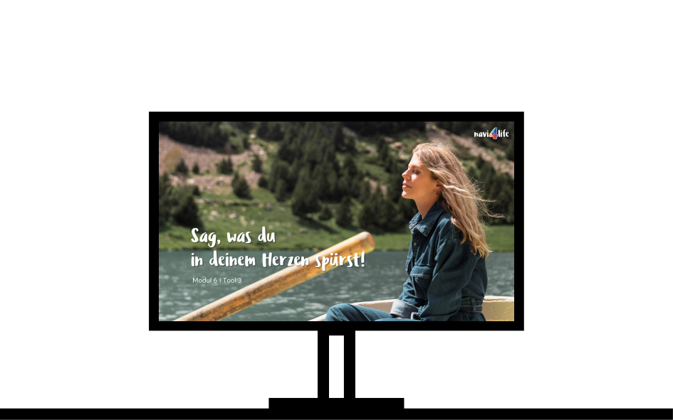 Symbolbild: Monitor mit Powerpoint: Sagm was du in deinem Herzen spürst